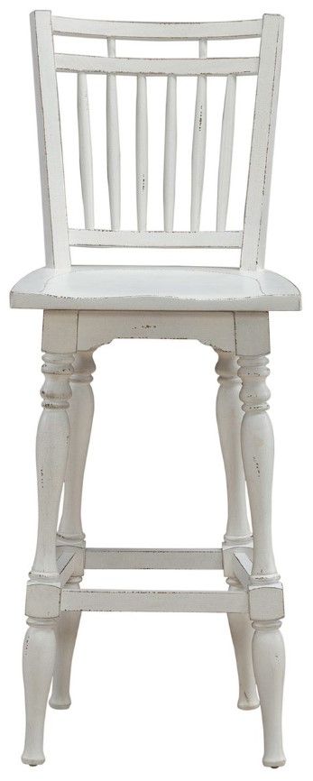 Liberty Furniture Magnolia Manor Antique White Spindle Back Swivel Bar Stool-2