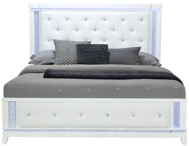 Global Furniture USA Alina 5-Piece White Full Panel Bedroom Set with LED-1