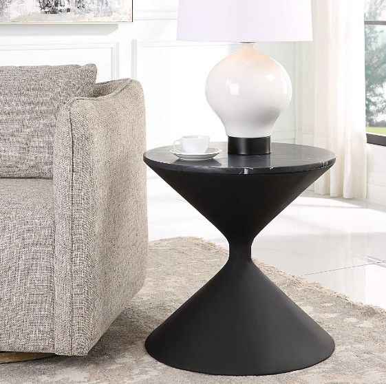 Uttermost® Time's Up Matte Black Side Table-1
