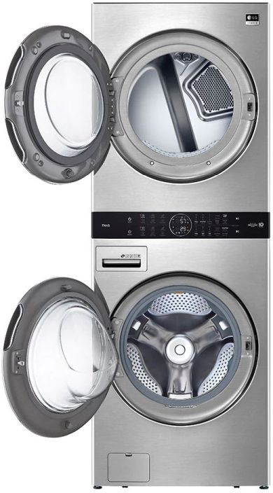 LG Studio WashTower™ 5.0 Cu. Ft. Washer, 7.4 Cu. Ft. Dryer Noble Steel Stack Laundry-2