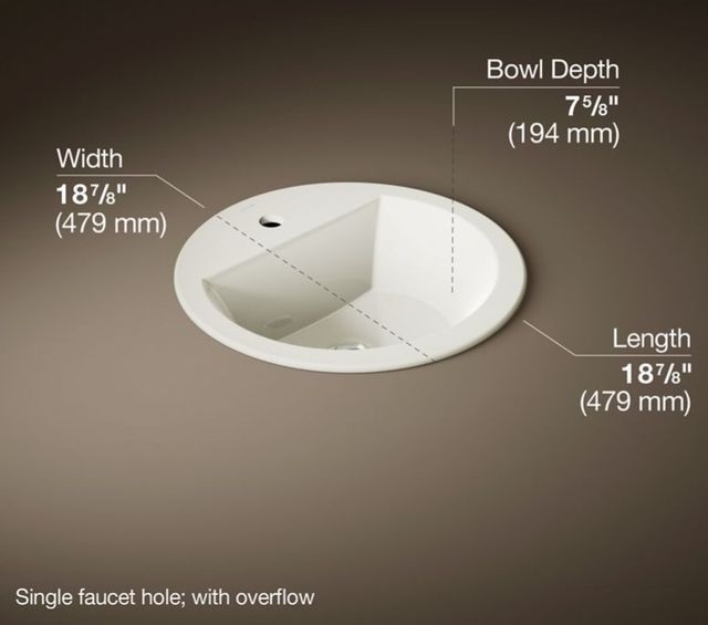 Kohler Bryant® Biscuit 19" Round Drop-In Bathroom Sink-3
