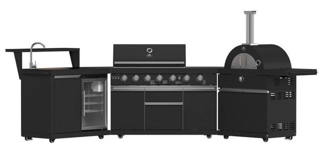 FORNO® Alta Qualita 4 Burner 145" Black Outdoor Kitchen Kit-1