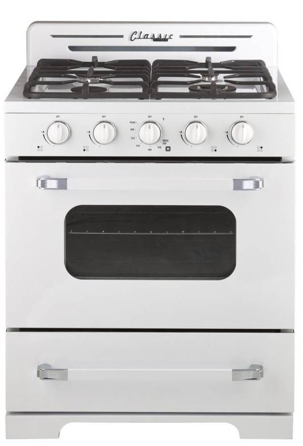 Unique Appliances Classic Retro 30" Marshmallow White Freestanding Gas Range-0