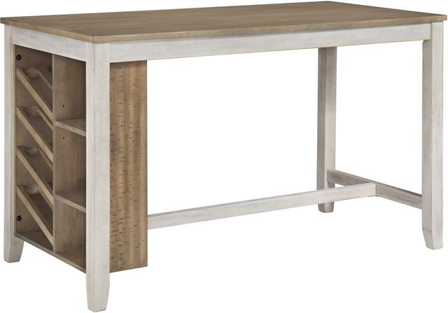 Signature Design by Ashley® Skempton Light Brown Counter Height Dining Table with White Trestle Legs -0