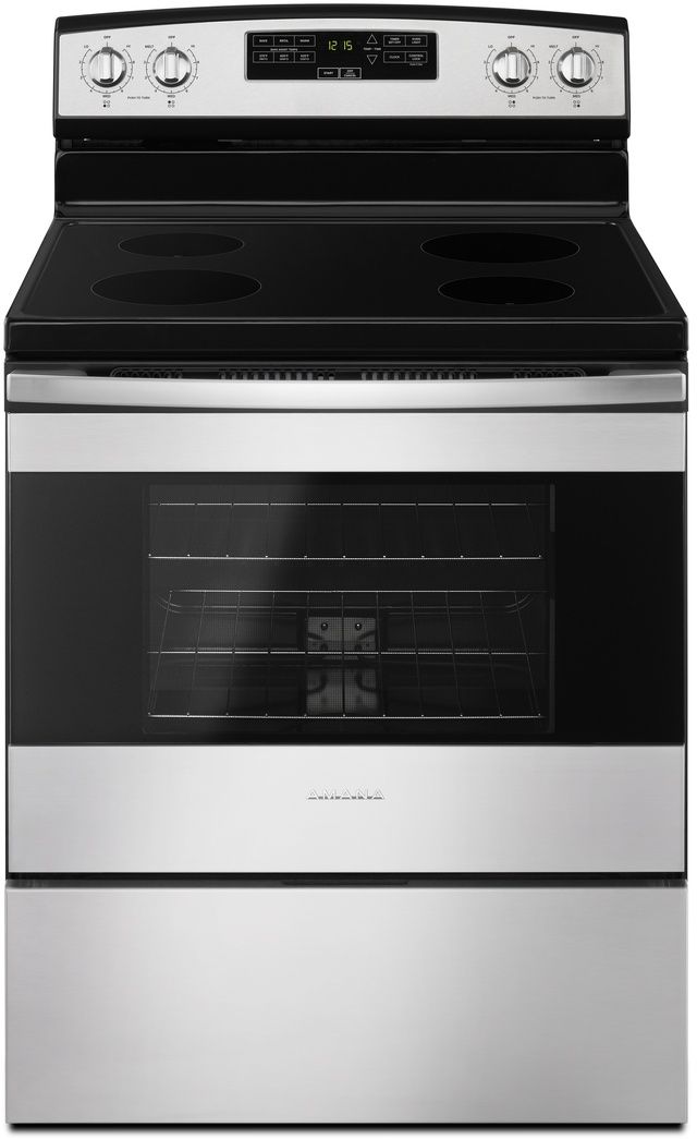Amana® 30" Black on Stainless Freestanding Electric Range-0