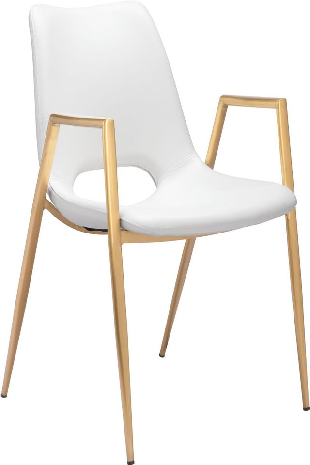Zuo® Modern Desi White/Gold Dining Chair-0