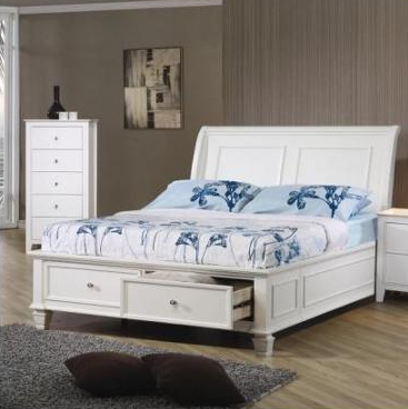 Coaster® Selena White Full Youth Sleigh Storage Bed-1