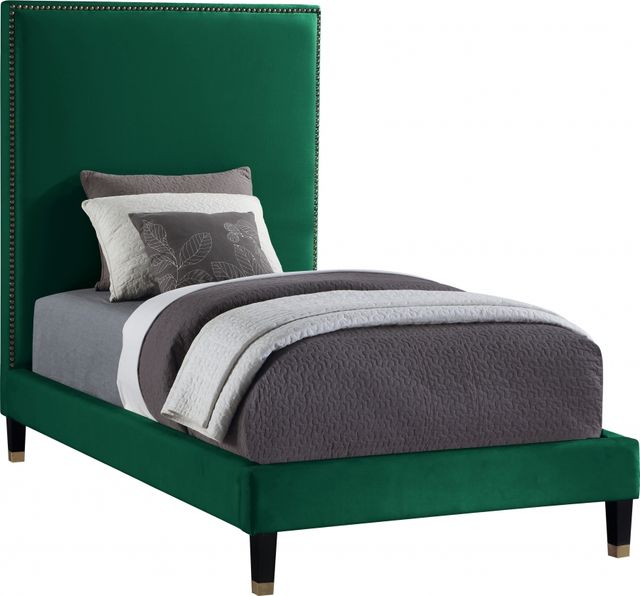 Meridian Furniture Harlie Green Velvet Twin Bed-0