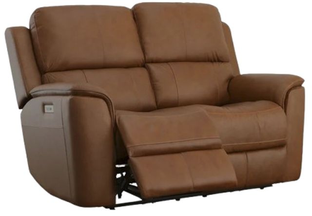 Flexsteel® Henry Caramel Leather Power Reclining Loveseat with Power Headrests and Lumbar-1