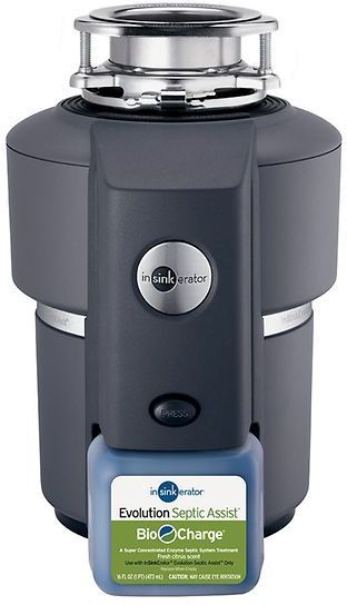 InSinkErator® Evolution Septic Assist® 0.75 HP Continuous Feed Black Enamel Gray Garbage Disposal-0