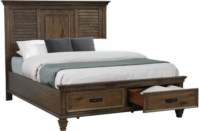Coaster® Franco 5-Piece Burnished Oak King Storage Bedroom Set-1