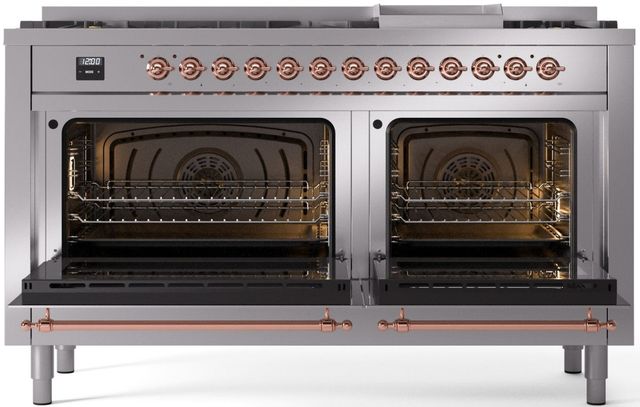 Ilve® Nostalgie II Series 60" Stainless Steel Pro Style Dual Fuel Range-1