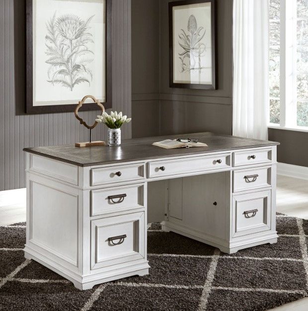 Liberty Furniture Allyson Park Charcoal/Wirebrushed White Desk-1