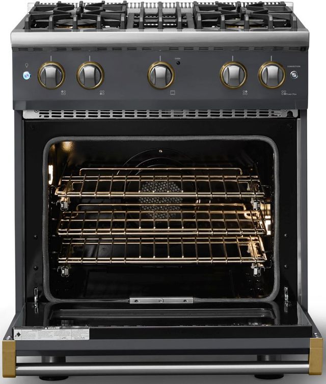 Viking® 5 Series 30" Cast Black Pro Style Gas (LP) Range with Brushed Brass Trim-1