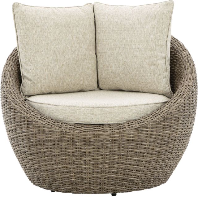 Signature Design by Ashley® Danson 2-Piece Beige Swivel Outdoor Lounge with Cushion-3