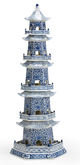 Chelsea House Cobalt/Off White Glaze Canton Pagoda-0