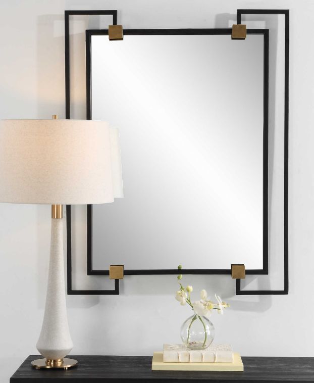Uttermost® Ivey Black Rectangular Mirror-1
