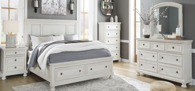 American Wholesale Furniture Richfield Antiqued White King Panel Bed-1