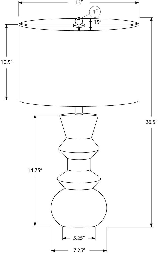 Monarch Specialties Inc. Black Ceramic Table Lamp-1