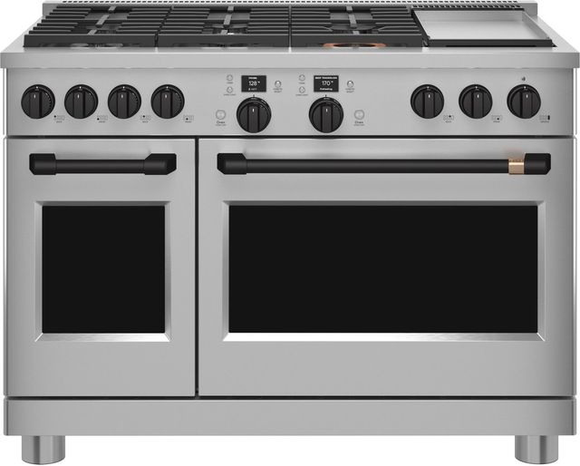 Café™ 48" Flat Black Pro Range Handle and Knob Kit-1