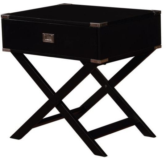 Linon Peggy Black X Base Accent Table-0
