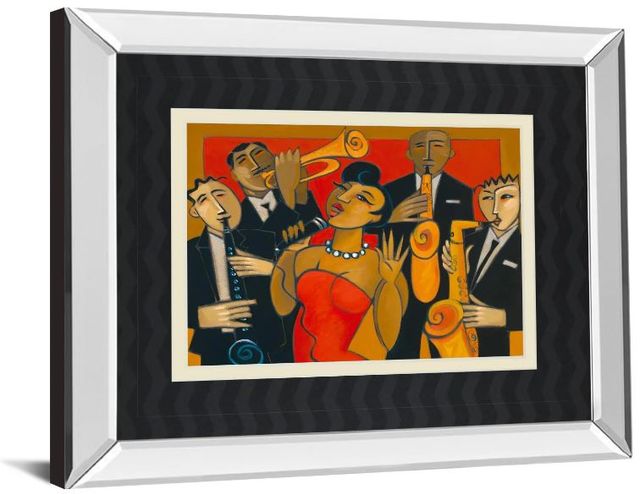 Classy Art the Diva and Her Horn Section by Marsha Hammel Mirror Framed Wall Art-1