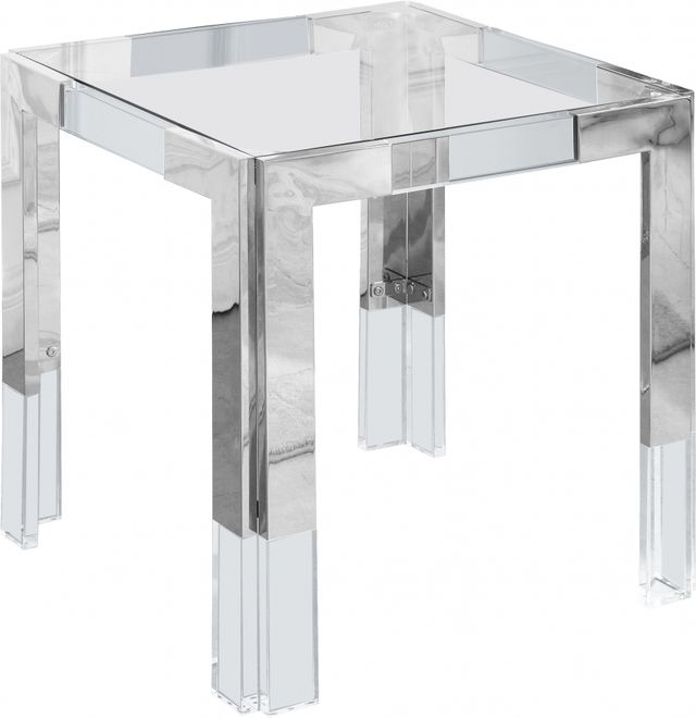 Meridian Furniture Casper Glass Top Square End Table with Chrome Base-0