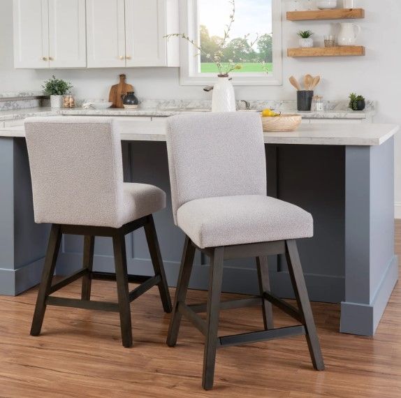 Linon Cohen 2-Piece Gray Upholstered Counter Stool Set-1