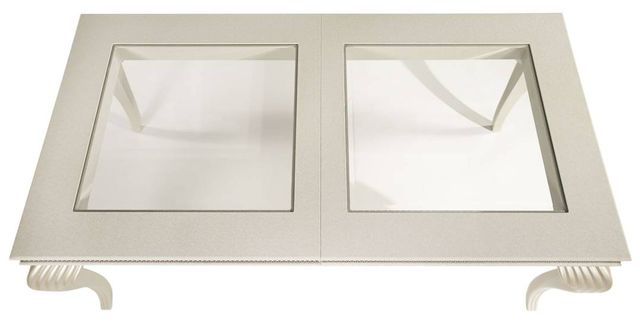 Michael Amini® Hollywood Swank Glass Top Rectangular Dining Table with Pearl Caviar Base-2