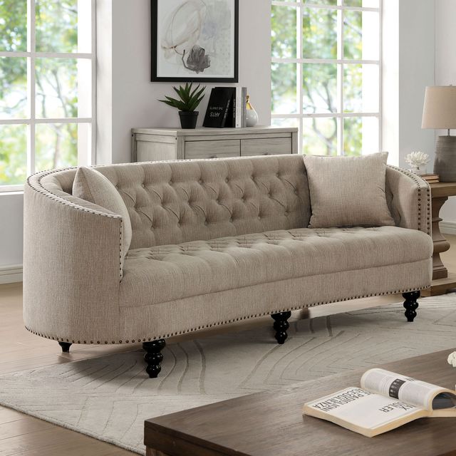 Furniture of America® Francoise 2-Piece Ivory Sofa Set-1