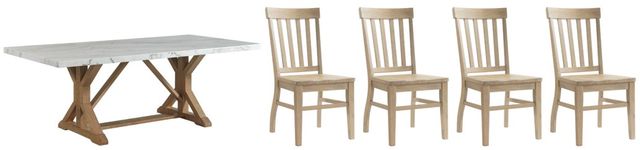 Elements International Lakeview 5-Piece Natural/White Dining Set-0