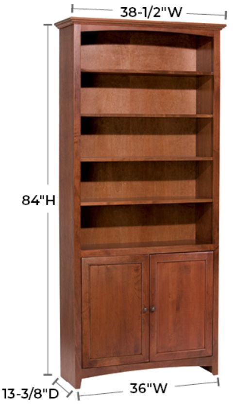 Whittier Wood® Furniture Customizable McKenzie 36" x 84" Bookcase with Doors-1