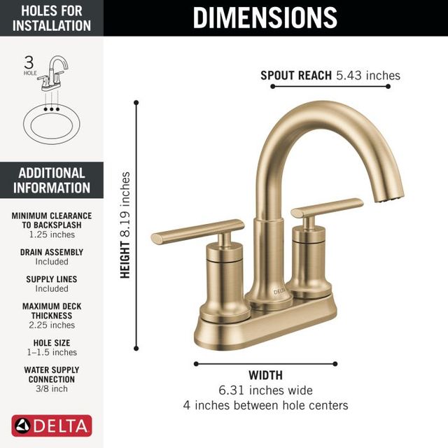 Delta Altado™ Champagne Bronze 2-Handle Tract-Pack Centerset Bathroom Faucet-1