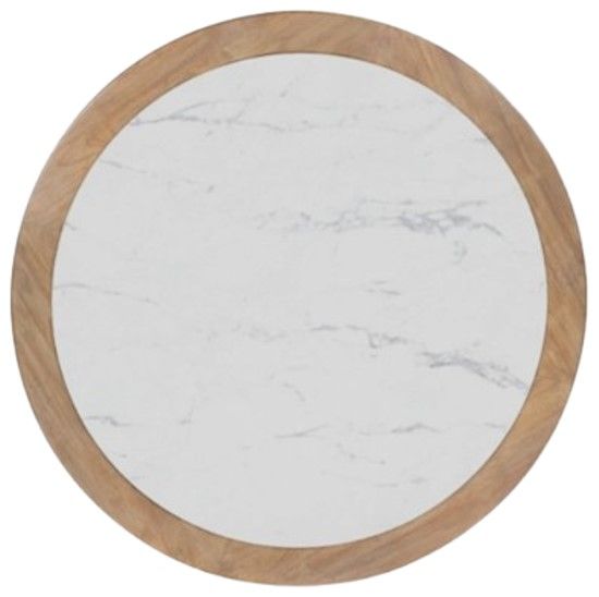 Signature Design by Ashley® Camdill White Round Cocktail Table with Light Brown Base-1