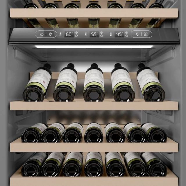 ZLINE Autograph Edition 24" 12.4 Cu. Ft. Panel Ready Column Wine Cooler with Polished Gold Accents-3