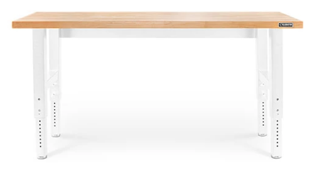 Gladiator® Brown 6' Adjustable Height Hardwood Workbench Gwith White Metal Legs-0