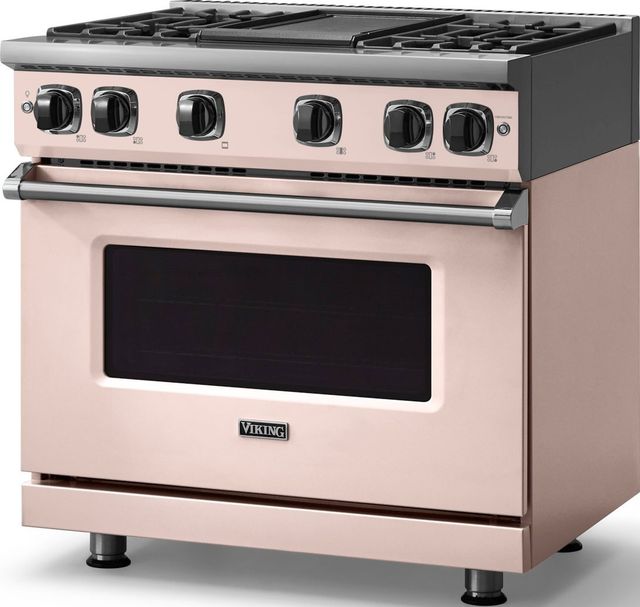 Viking® 7 Series 36" Blush Pro Style Natural Gas Range with Griddle-3