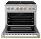 ZLINE Marino 36" Stainless Steel Pro Style Dual Fuel Range with Champagne Bronze Accents-1