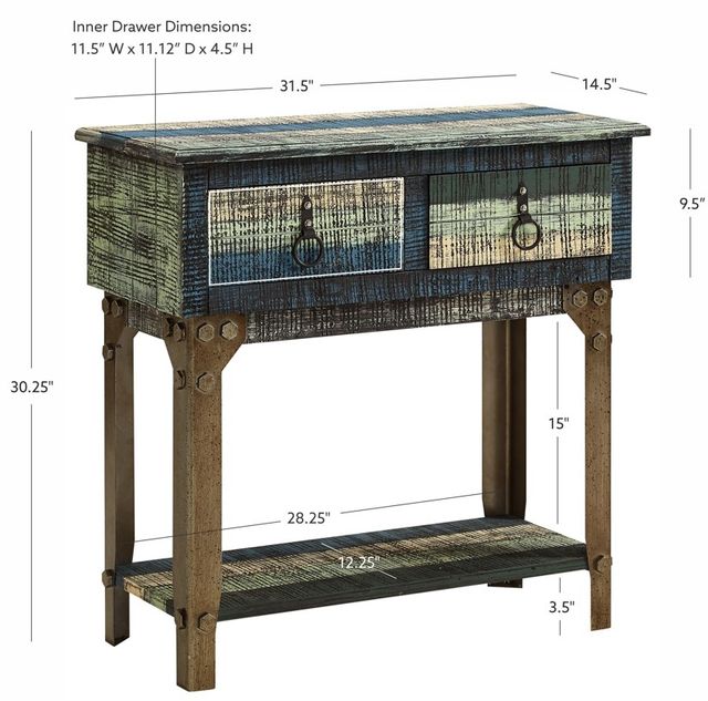 Powell® Calypso Blue/Green Hall Console Table-2