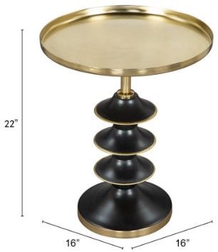 Zuo® Modern Donahue Gold Tray Top Side Table with Black Steel Base-1