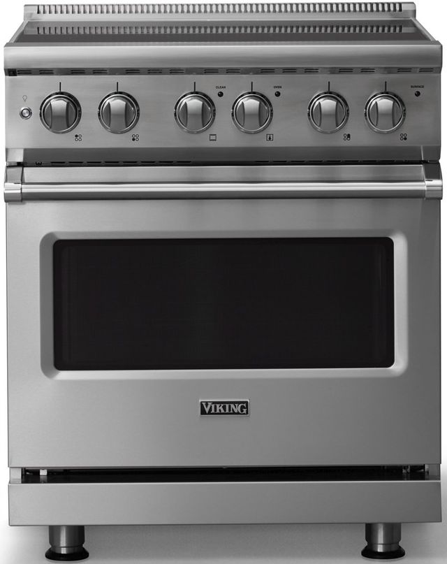Viking® 5 Series 30" Stainless Steel Pro Style Electric Range with Polished Chrome Trim-0
