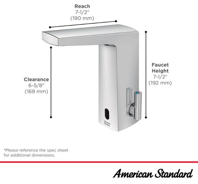 American Standard Selectronic® Polished Chrome 2" Paradigm® Touchless Faucet, Battery-Powered-2