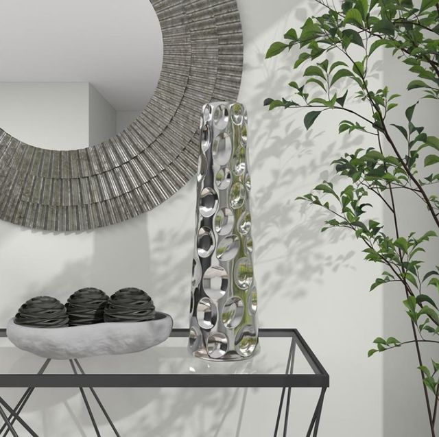 Deco Marche Silver Cone Vase with Concaved Bubble Texture-3