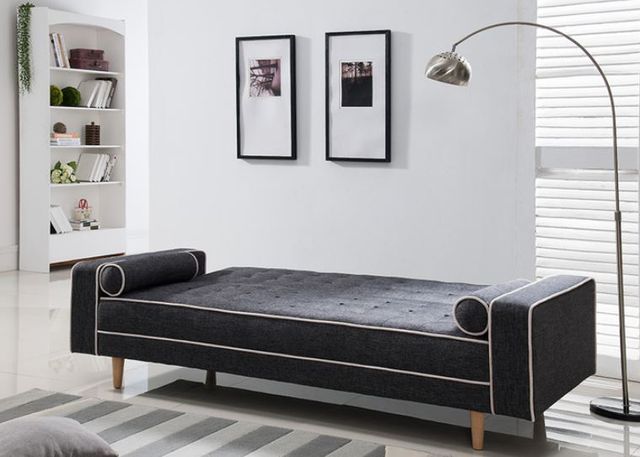 Milton Greens Stars Gray Click Clack Tufted Futon Couch with Pillows-1