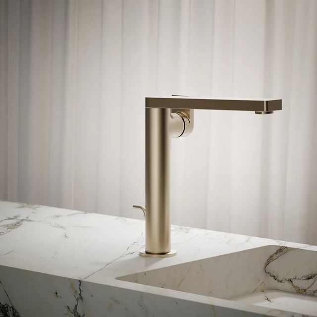 KOHLER® Composed® Vibrant Brushed Bronze Tall Single-Handle Bathroom Sink Faucet with Lever Handle-3