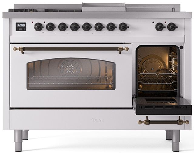 Ilve® Nostalgie II Series 48" White Pro Style Dual Fuel Range-3