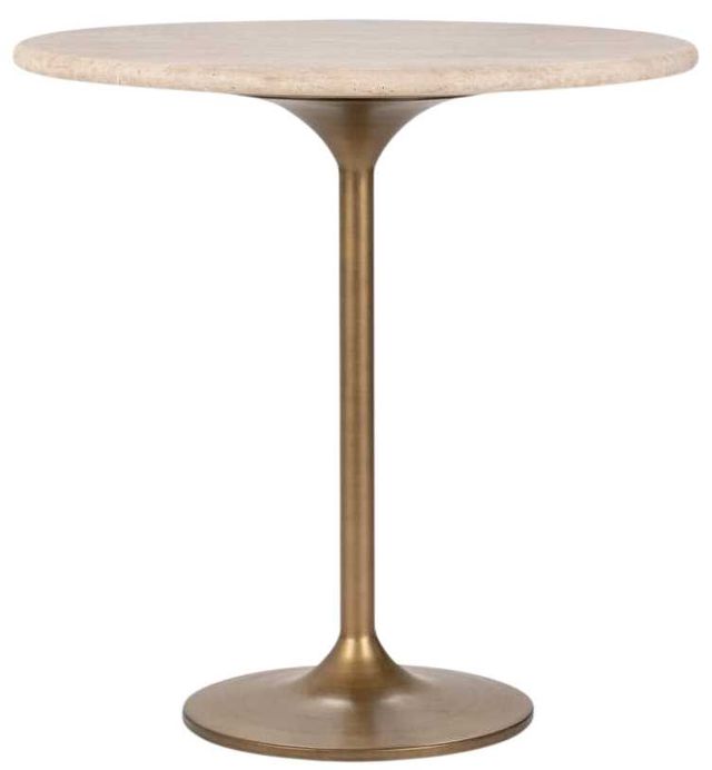 Classic Home Malani Beige Gathering Table with Brown Base-0