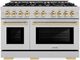 ZLINE Select Autograph Edition 48" Satin Stainless Steel Convection Pro Style Gas Range with Polished Gold Accents-0