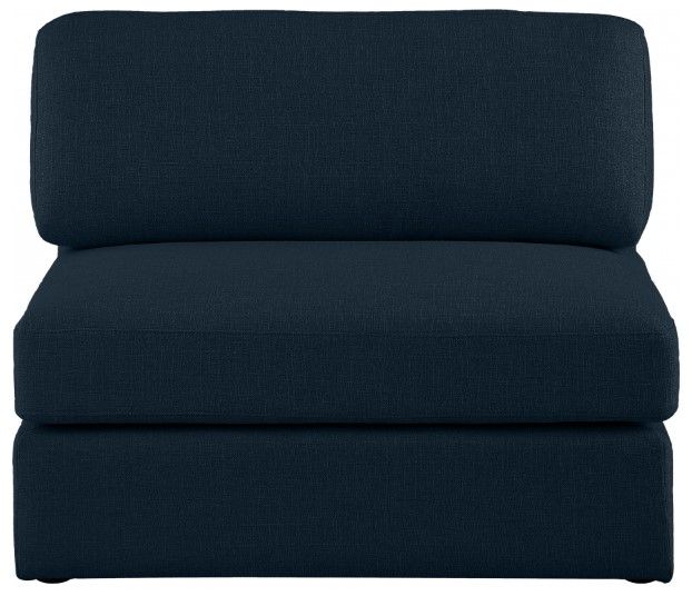 Meridian Furniture Beckham Navy Linen Polyester Modular Armless Chair-1