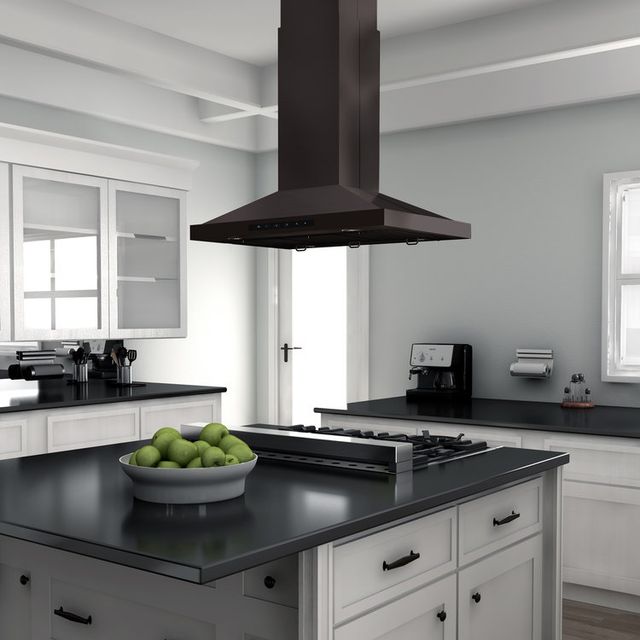 ZLINE 42" Black Stainless Steel Island Range Hood-1
